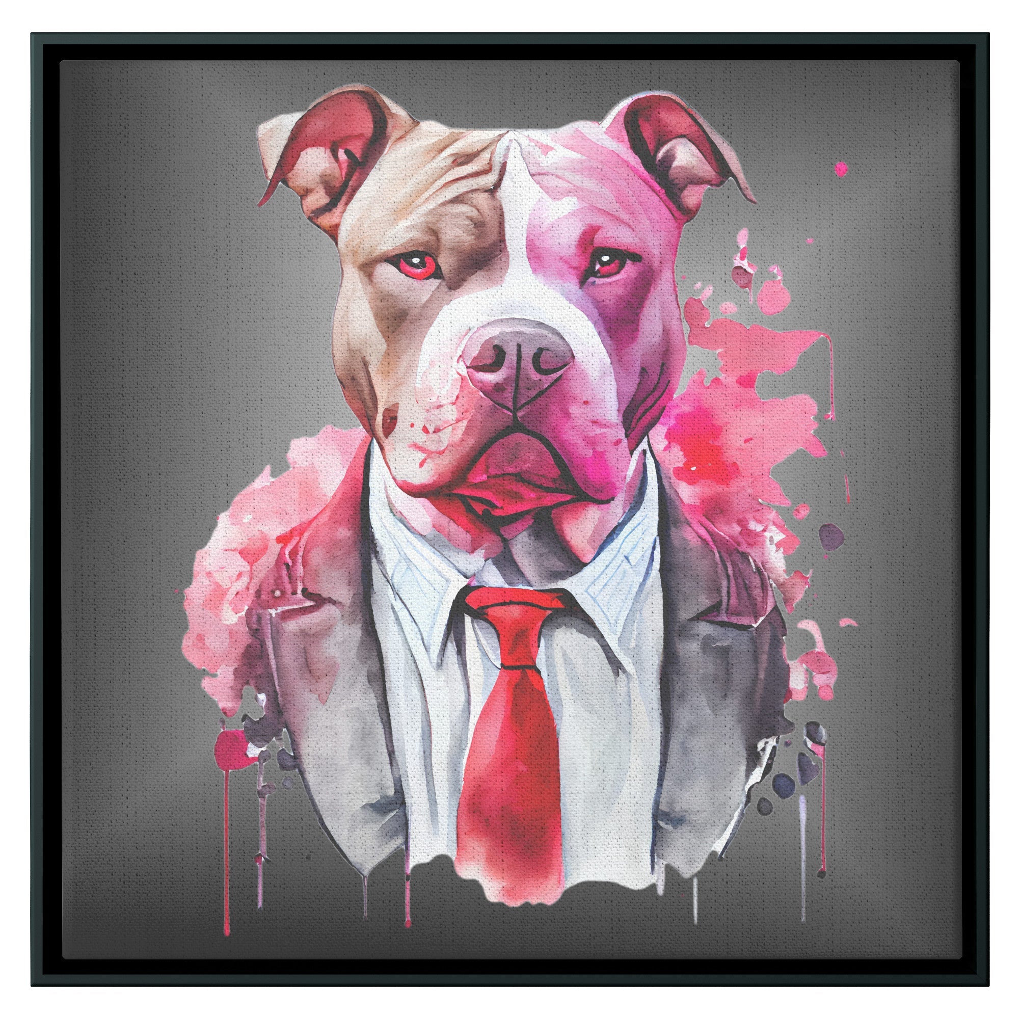 American Pitbull Gangster Framed Canvas Print - Best Friends Art