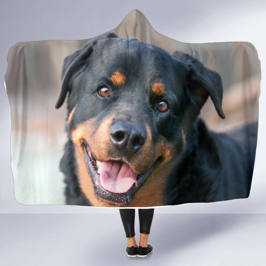 Rottweiler Premium Plush Hooded Blanket - Best Friends Art